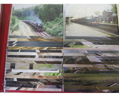 A album of 80 photographs of British steam locomotives, most annotated verso with name of engine and date and location of pic