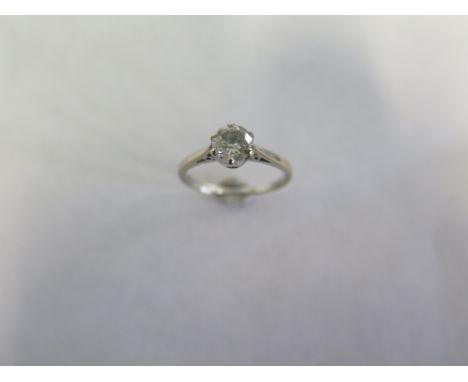 A 9ct white gold diamond solitaire ring, approx 0.50ct ring size K,approx 1.5 grams, some usage wear but generally good, diam
