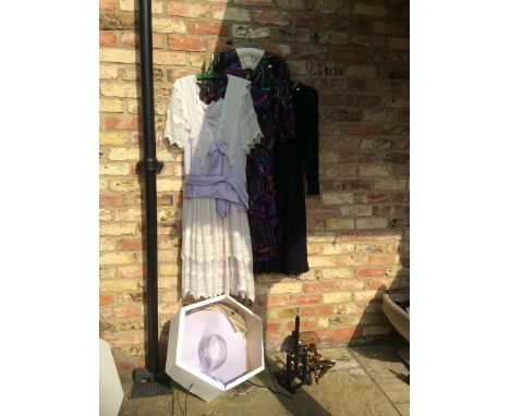 Three vintage dresses and a hat