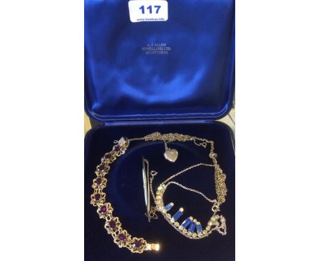 Silver and diamante including enamel and silver brooch.