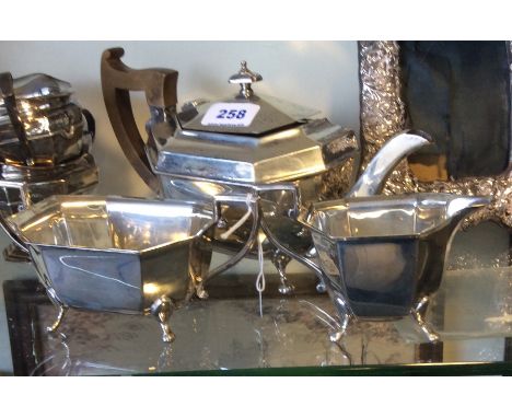 Three piece London silver tea service 26 oz