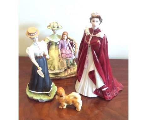 Four Royal Worcester figures inc. Queen Elizabeth