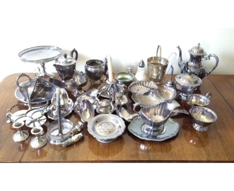 Large quantity silver plate inc. tea service etc.