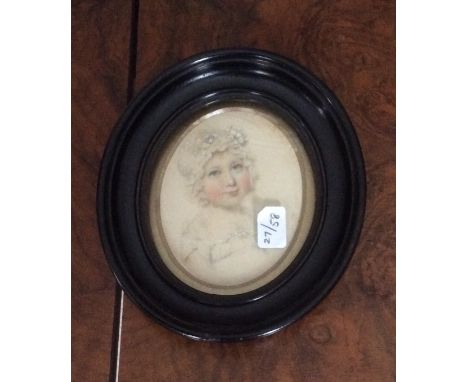 Portrait miniature on card of a child inscribed verso RHN Nov 9 1809 2 YEARS