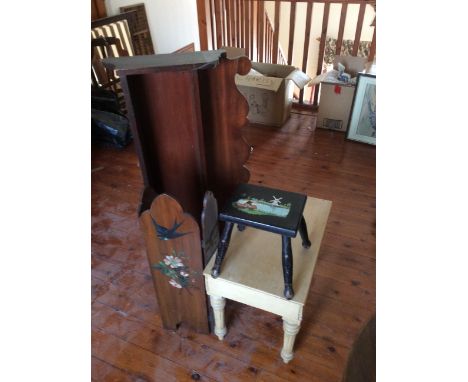 Wall shelf, stool, screen and a bidet