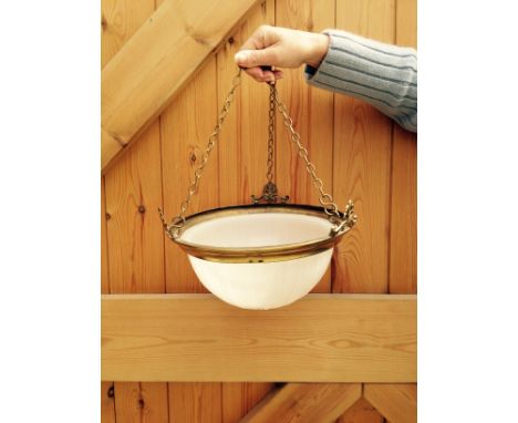 Milk glass bowl shaped light fitting 26cms diameter.