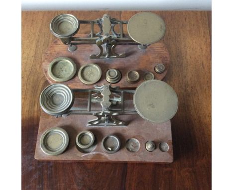 Two sets of brass postal scales J & E Ratcliffe