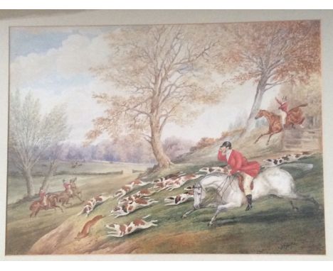 Good quality watercolour hunting scene probably by H Alken