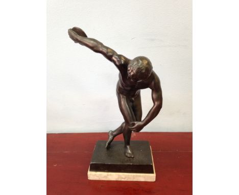 Nineteenth century bronze statue, a discus thrower after Myron.