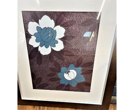 A large Modern print of flowers. Framed and glazed. 