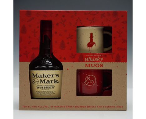 Special edition Maker's Mark Kentucky Straight Bourbon Whisky gift set featuring one 750ml bottle (45% Alc/Vol) and two ceram