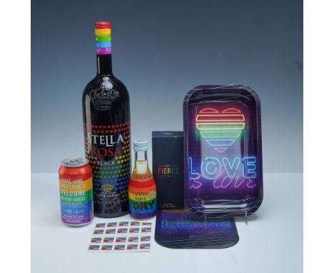 A 6-piece Pride-themed gift set celebrating love and inclusivity, featuring a 1.5L bottle of Stella Rosa Black Limited Editio