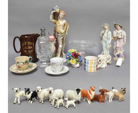 A Collection of Assorted Ceramics, etc, including Beswick Dogs, Emma Bridgewater, Poole, Mason's, a cased meerschaum pipe and