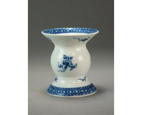 A Caughley pounce pot transfer-printed with sprigs, circa 1776-85, C mark, 7.9cm highProvenance: Wright Collection no.205, pu
