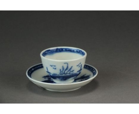 A Caughley toy tea bowl and saucer painted in the Island pattern, circa 1785-90, unmarked, saucer 7cm diameter (2)Provenance: