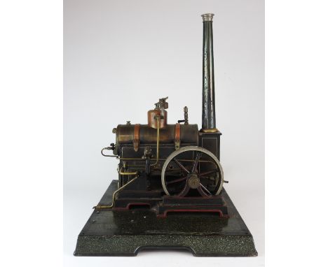 A large Marklin table top steam plant, early 20th century, mounted on a base of 35cm, fitted with whistle, adjustable safety 