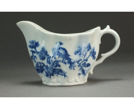 A Caughley/Coalport Chelsea ewer, circa 1797-1801, printed in the Birds in Branches pattern, unmarked, 7cm high (hairline)Pro