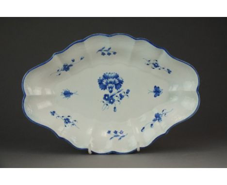 A diamond shaped Caughley dish with osier moulding border painted in the Carnation pattern, circa 1785-92, impressed Salopian