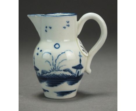 A Caughley toy cider jug painted with the Island pattern, circa 1780-90, reversed S mark, 5.2cm highProvenance: Wright Collec