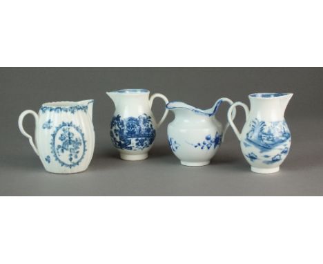 A Caughley milk jug painted in the Chantilly Sprig pattern, circa 1785-94, of coal scuttle form, S mark, 8.4cm high, a Caughl