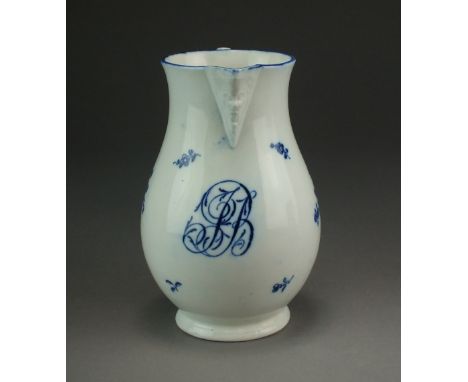 A Caughley mask-head jug, circa 1787-1792, painted with Salopian Rose Sprays and monogrammed initials 'JB' (very speculativel