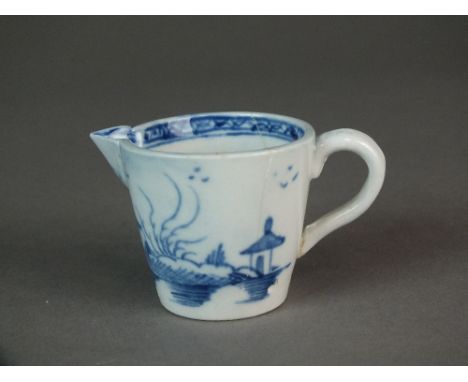 A Caughley toy dinner plate painted with the Island pattern, circa 1780-90, unmarked, 4.5cm diameter (has been broken in two)