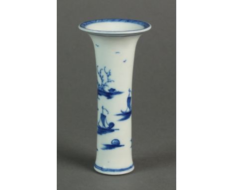 A very rare and small Caughley vase painted with the Three Boats pattern, circa 1780-90, 10.8cm high (hairline crack)Provenan