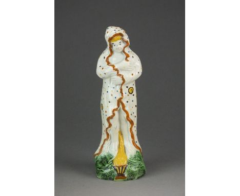 A prattware figure emblematic of 'Winter', circa 1800, 21cm high(base repaired)Literature: Similar piece illustrated page 257