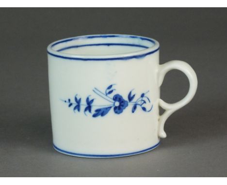 A Caughley coffee can painted with the Chantilly Sprigs pattern, circa 1785-92, S mark, 5.8cm highProvenance: Wright Collecti