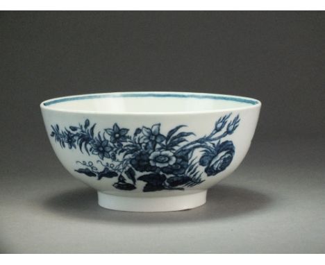 A large Caughley bowl transfer-printed with the Thorny Rose pattern, circa 1775-80, S mark, 23cm diameterProvenance: Wright C
