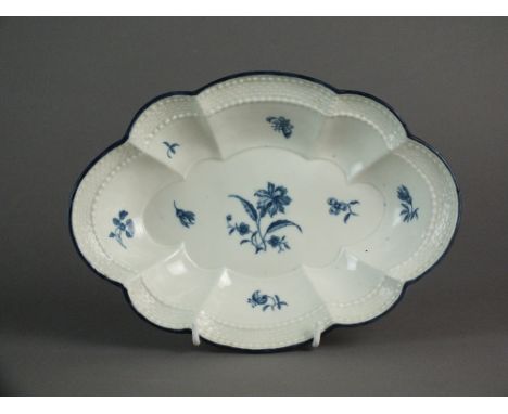 A Caughley dish transfer-printed with the Gillyflower III pattern, circa 1777-80, C mark, 24.9cm wideProvenance: Wright Colle
