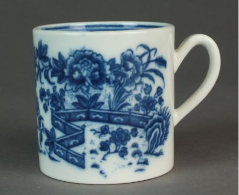A Caughley coffee can transfer-printed in the Fence pattern, circa 1785-90, 6.5cm highProvenance: Wright Collection no. 915, 