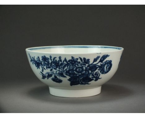 A Caughley bowl transfer-printed with the Three Flower and Fox pattern, circa 1776-80, S mark, 20.8cm diameterProvenance: Wri