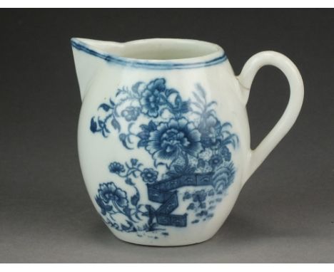 A Caughley robins' beak jug transfer-printed with the Fence pattern, circa 1780-85, C mark, 5.9cm high (hairline crack above 
