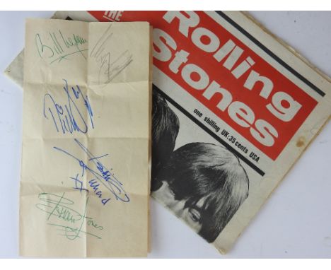 A quantity of ephemera to include fan club literature and signatures relating to the Beatles, Rolling Stones, the Kinks, Dono