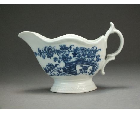 A Caughley cream or gadroon boat transfer-printed with the Fence pattern, circa 1780-90, 6.9cm highProvenance: Wright Collect