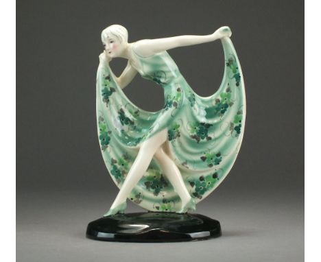A Goldscheider polychrome earthenware figure designed by Lorenzl, circa 1930, printed marks and number 6693, 228 and 6, 19.5c