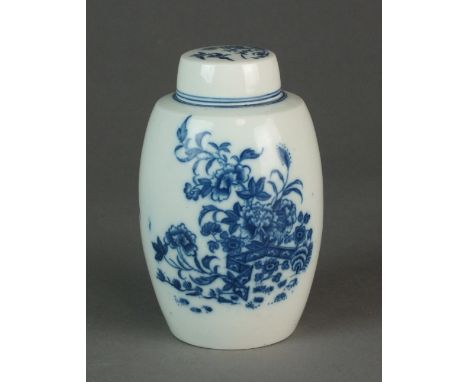 A Caughley tea canister and cover transfer-printed in the Fence pattern, circa 1778-85, C mark, 13cm highProvenance: Wright C