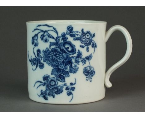 A Caughley porter mug transfer-printed in the Bouquets pattern, circa 1777-82, C mark, 13.8cm high (cracks)Provenance: Wright