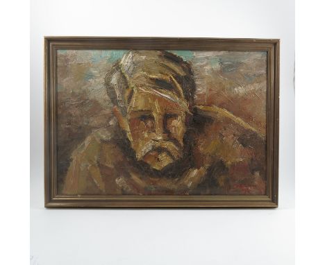 A 20th century Swedish oil on artist board, portrait of a man with moustache, signed and dated 1932, 17ins x 24.5ins (D)