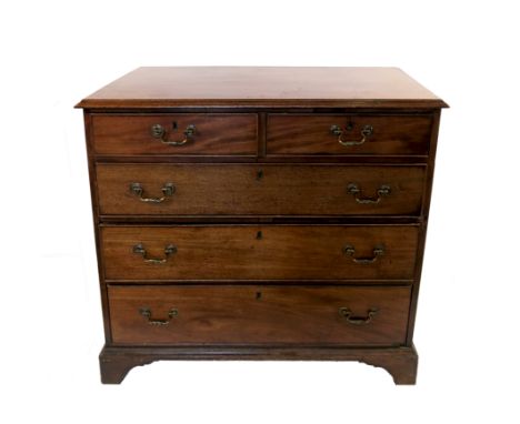 A Georgian mahogany chest, of two short drawers over three graduated long drawers, raised on bracket feet, width 38ins