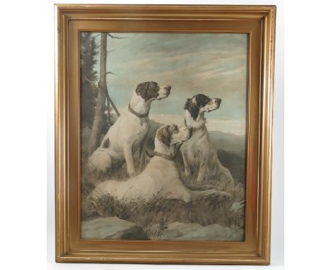 After M Earl, 19th century colour print, study of dogs, 24ins x 18ins