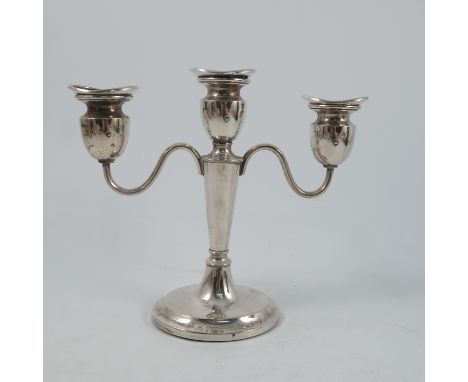 A Danish silver candelabrum, the central candle stick having two scroll branches, with inscription, maker Svend Toxaerd, heig