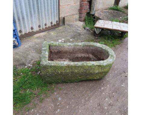 A stone D end pump trough, of rectangular form, length 31.5ins