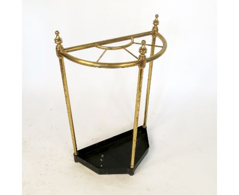A brass stick stand, of D form, width 16ins, height 25ins Condition report: Depth 7.75ins