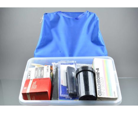 Darkroom Equipment, Cibachrome-A daylight developing drum, two Paterson 4 tanks, darkroom light, easels, developing tray, oth
