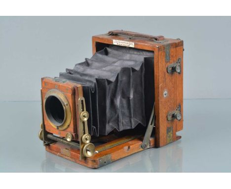 A J Lancaster &amp; Son 1900 B B Instantograph Quarter Plate Mahogany &amp; Brass Camera,  brass bound, missing focus screen 