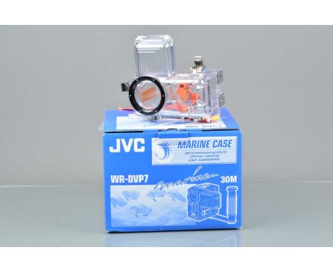 A JVC WR-DVP7 Underwater Camera Housing,  for JVC GR-DVP7/DVP5 digital video cameras, appears complete, VG, in maker's box