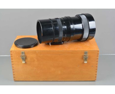 A Typnct (Turist) 100cm f/10 Soviet Reflex Lens, M42 mount, barrel VG, elements VG, with red and orange filters, lens hood, f