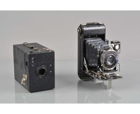 An Ensign Autorange 20 Folding Camera, coupled rangefinder functions, body G, re-paint to rangefinder housing, bellows G, wit